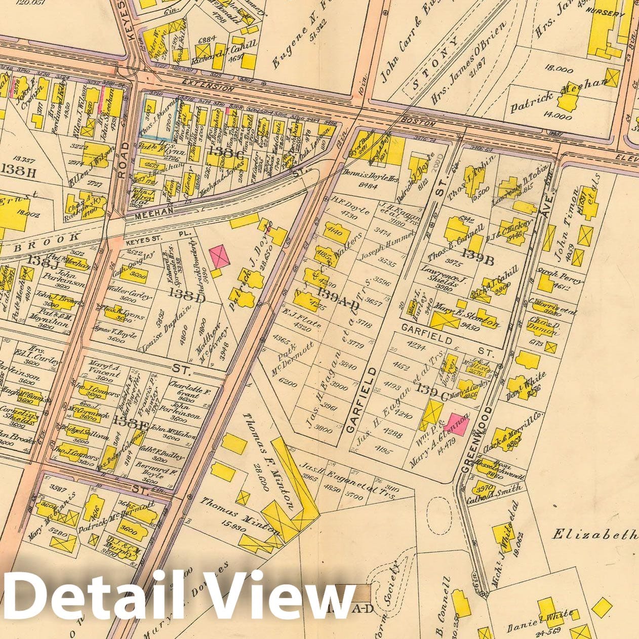 Historic Map : Atlas City of Boston, West Roxbury, Jamaica Plain 1914 Plate 008 , Vintage Wall Art
