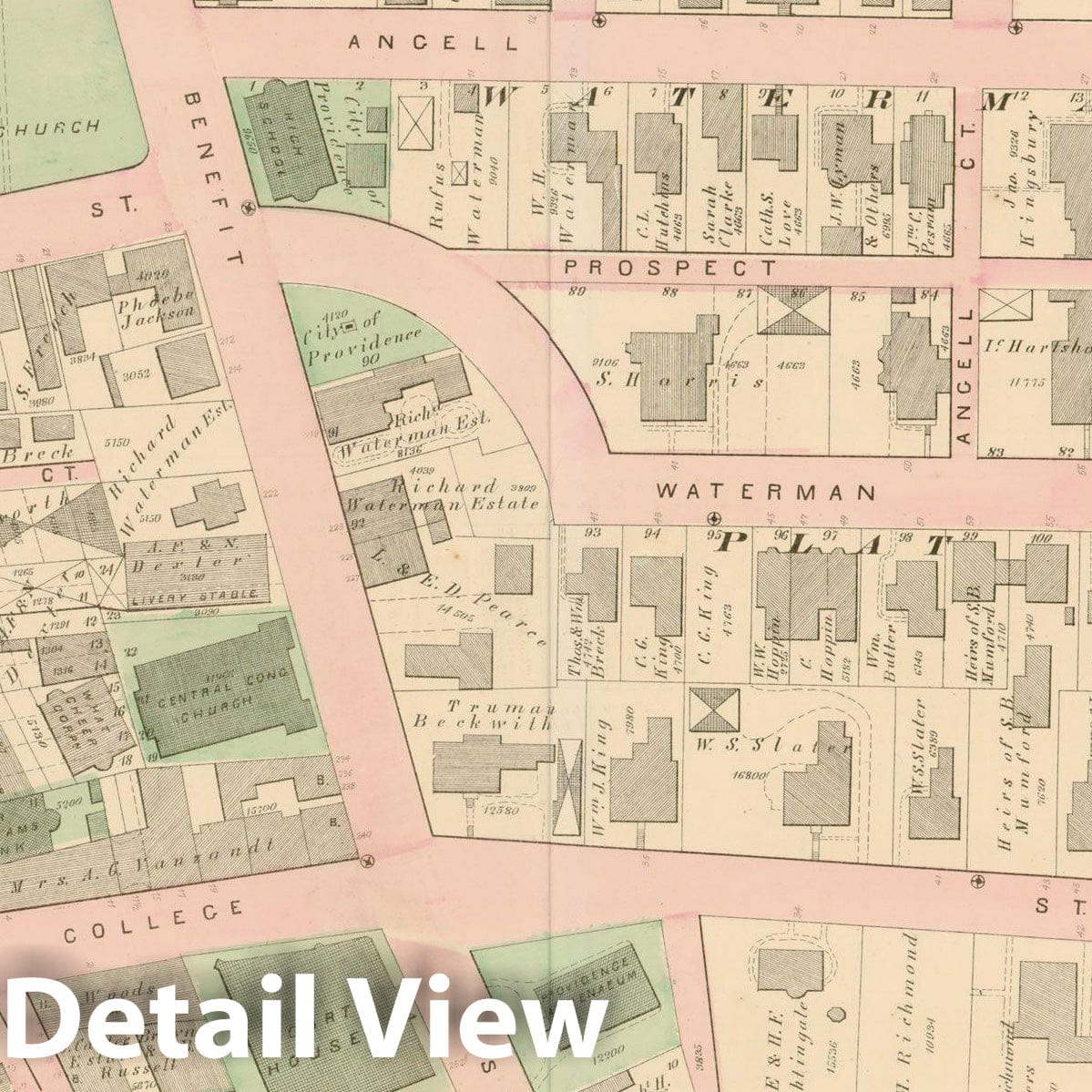 Historic Map : City Atlas of Providence Rhode Island by Wards, Volume I, Providence 1875 Plate N , Vintage Wall Art
