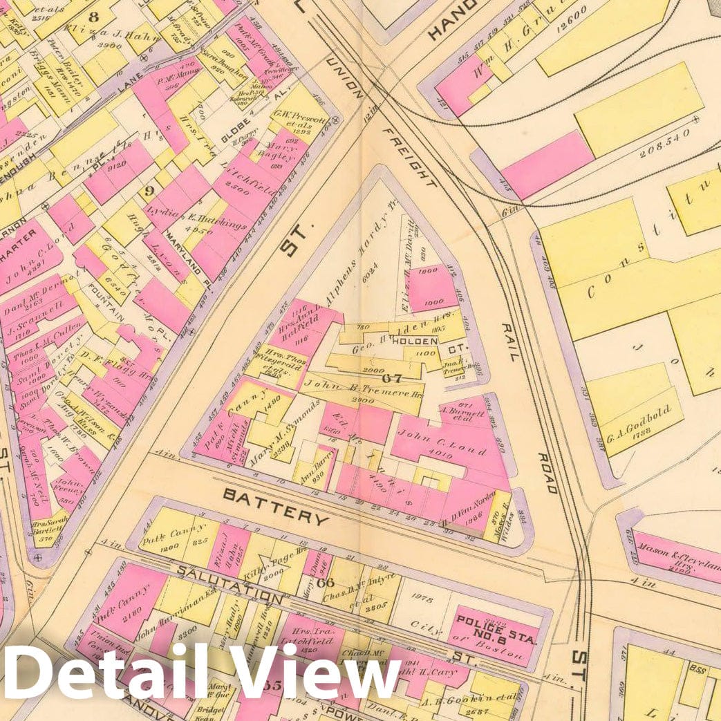 Historic Map : Atlas City of Boston, City Proper, Vol. I, Boston 1888 Plate 014 , Vintage Wall Art