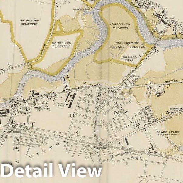 Historic Map : Charles River 1894 , v2, Vintage Wall Art