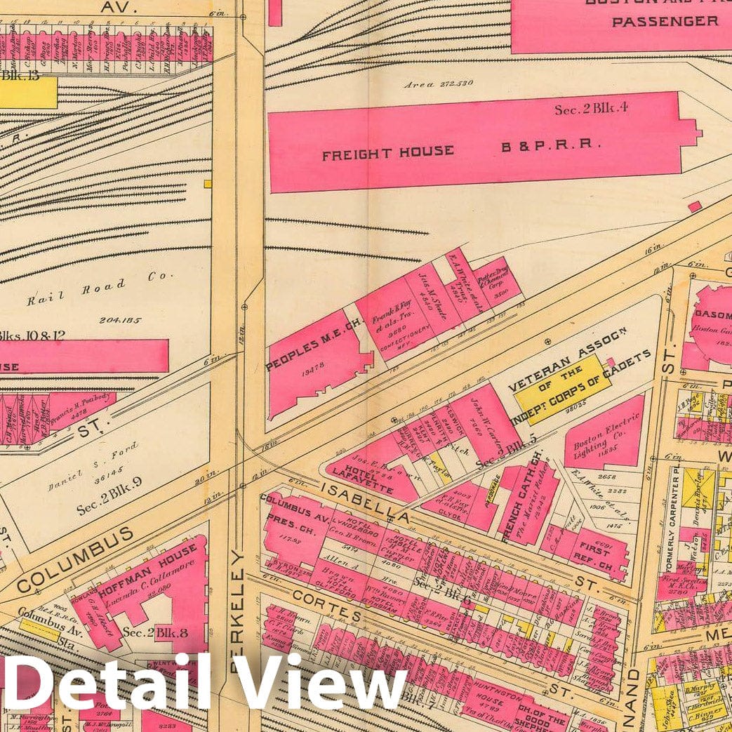 Historic Map : Atlas City of Boston, City Proper and Roxbury, Boston 1890 Plate 015 , Vintage Wall Art