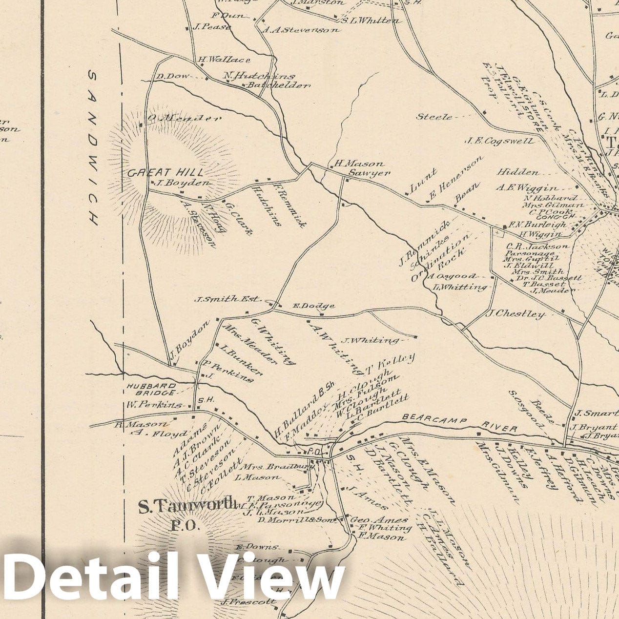 Historic Map : Chatham & Tamworth 1892 , Town and City Atlas State of New Hampshire , Vintage Wall Art