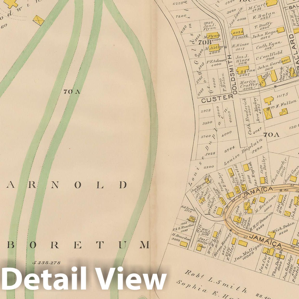 Historic Map : Atlas City of Boston, West Roxbury, Jamaica Plain 1890 Plate 006 , Vintage Wall Art