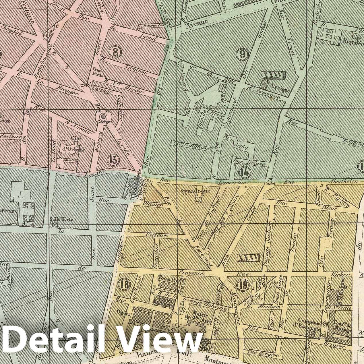 Historic Map : Europe, Paris 1860 9th Arrondissement , Vintage Wall Art