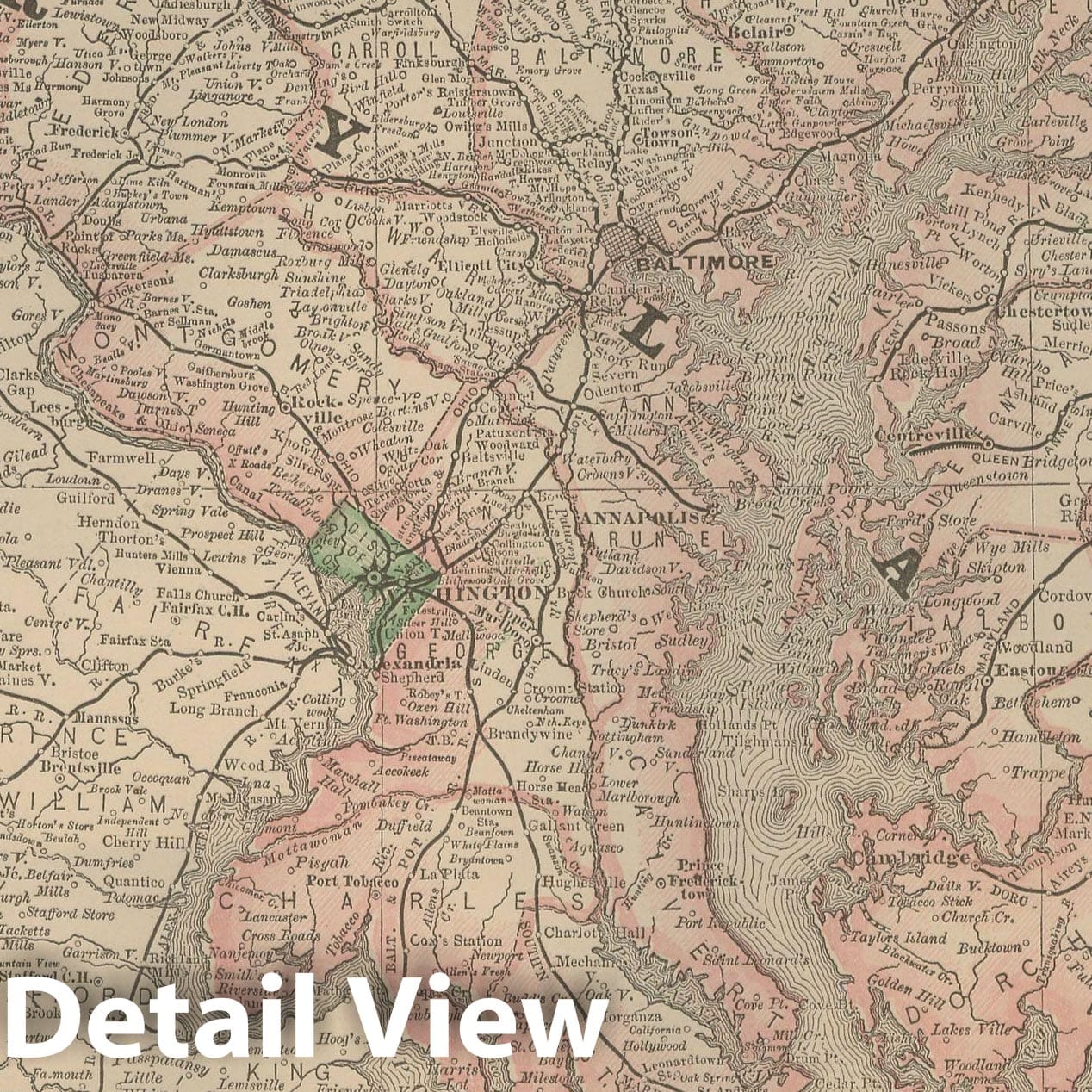 Historic Map : Delaware & Maryland 1877 , Business Atlas of the USA , Vintage Wall Art