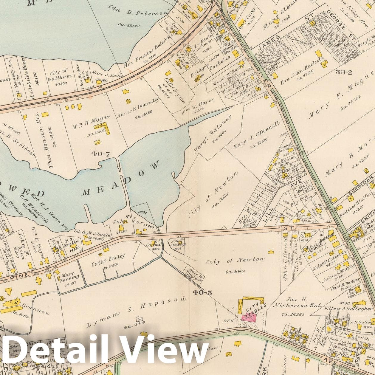 Historic Map : Atlas City of Newton, MA, Newton 1907 Plate 007 , Vintage Wall Art