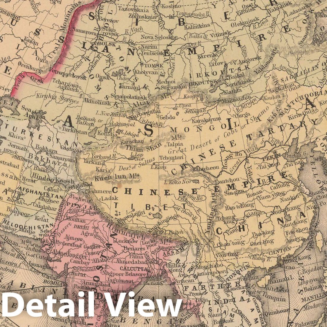Historic Map : Asia 1867 , New General Atlas , Vintage Wall Art