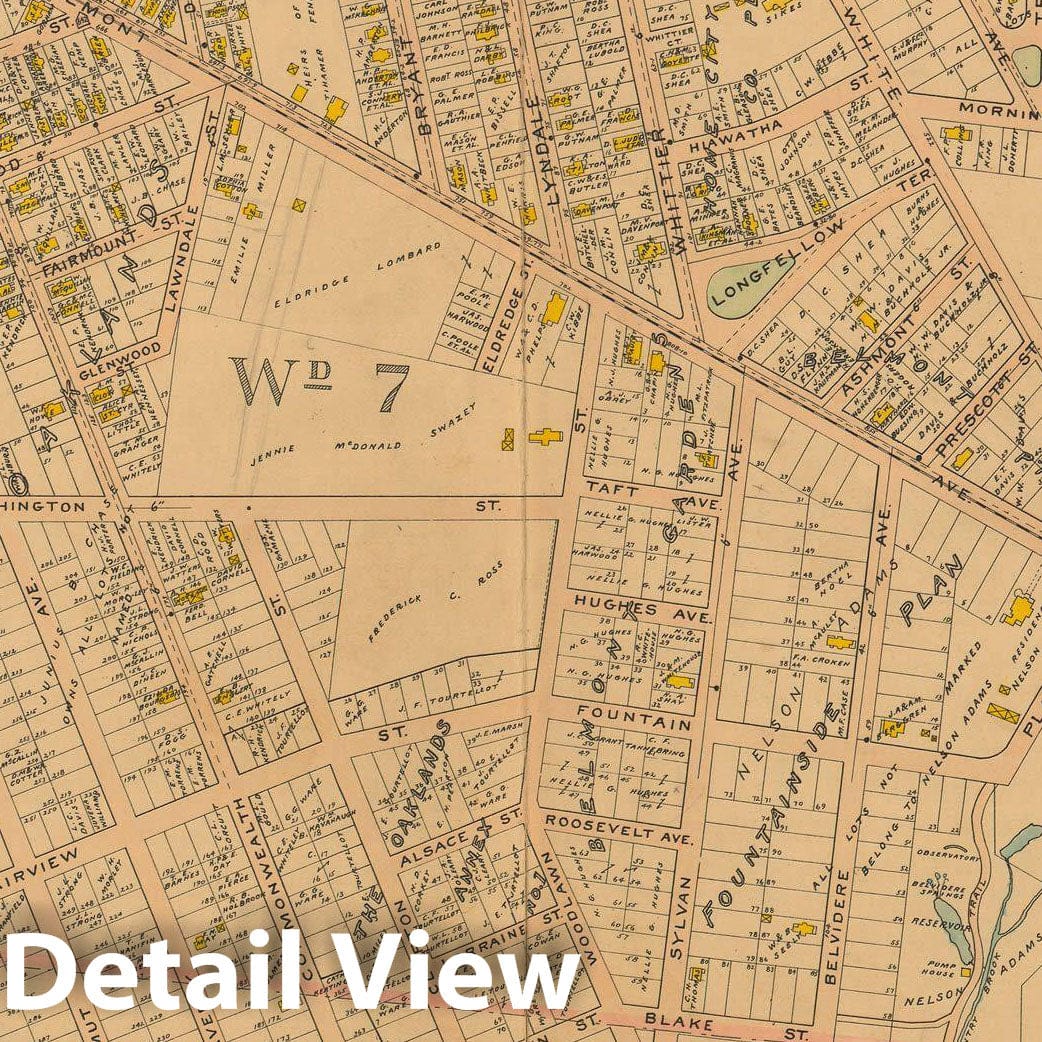 Historic Map : Atlas City of Springfield and The Town of Longmeadow 1910 Plate 009 , Vintage Wall Art