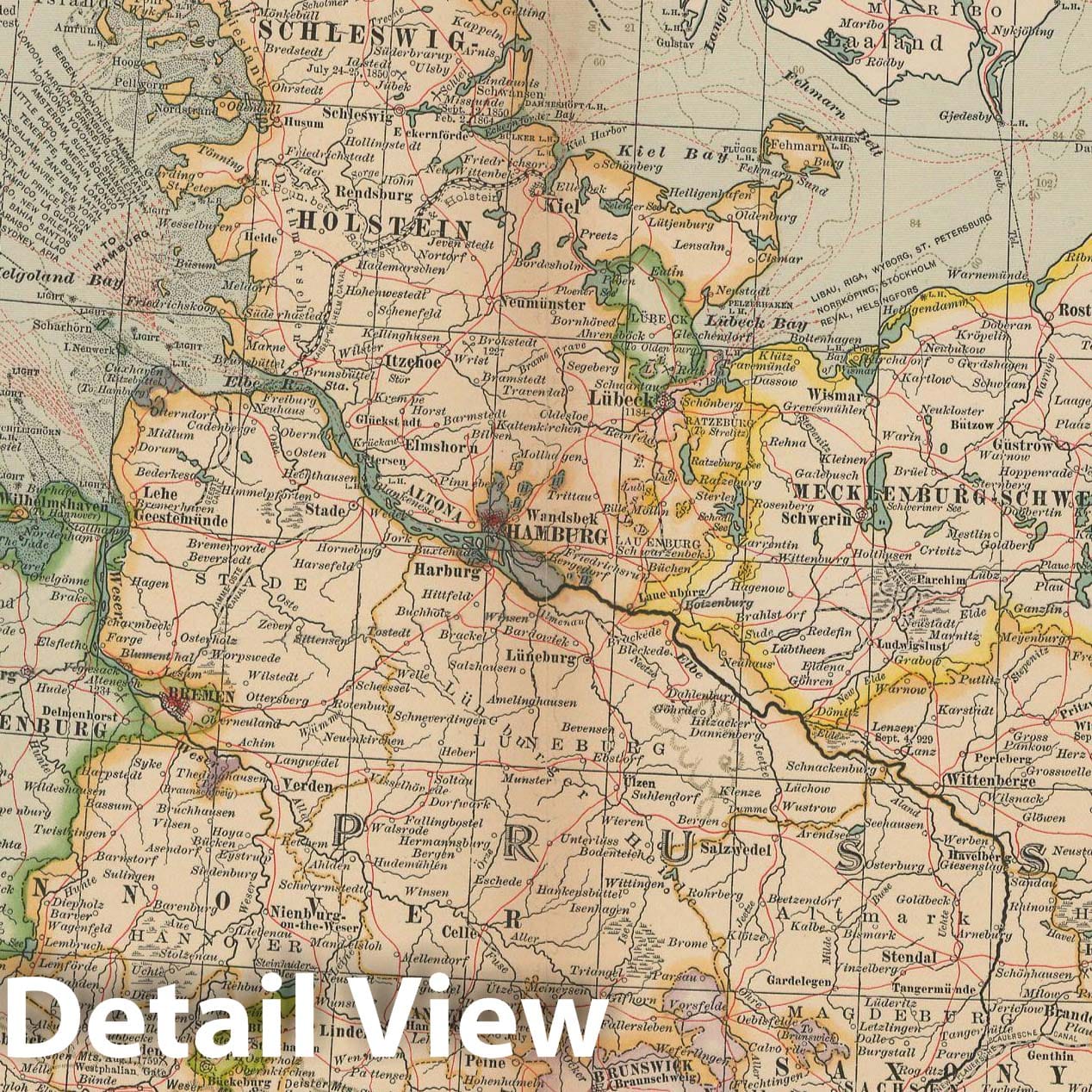 Historic Map : Germany 1897 , The Century Atlas World , v3, Vintage Wall Art