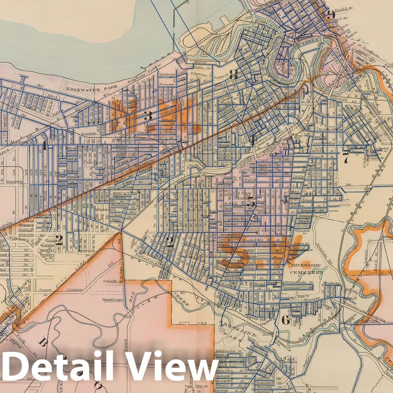 Historic Map : Plat Book of The City of Cleveland, Vol. Two, Cleveland 1912 Plate 044 , Vintage Wall Art