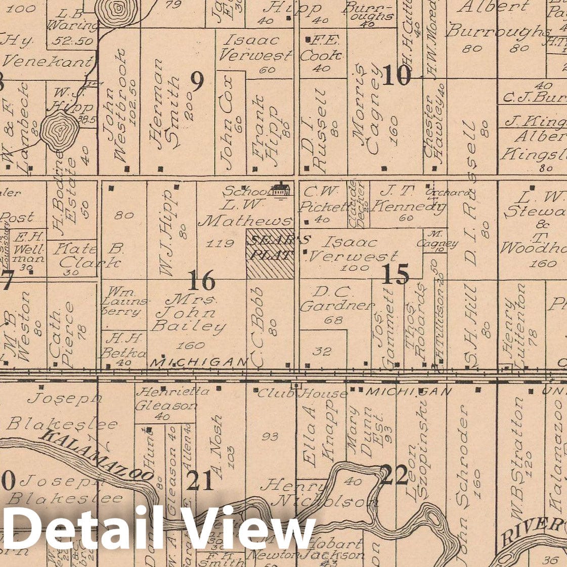 Historic Map : Comstock 1910 , Standard Atlas of Kalamazoo County , Vintage Wall Art