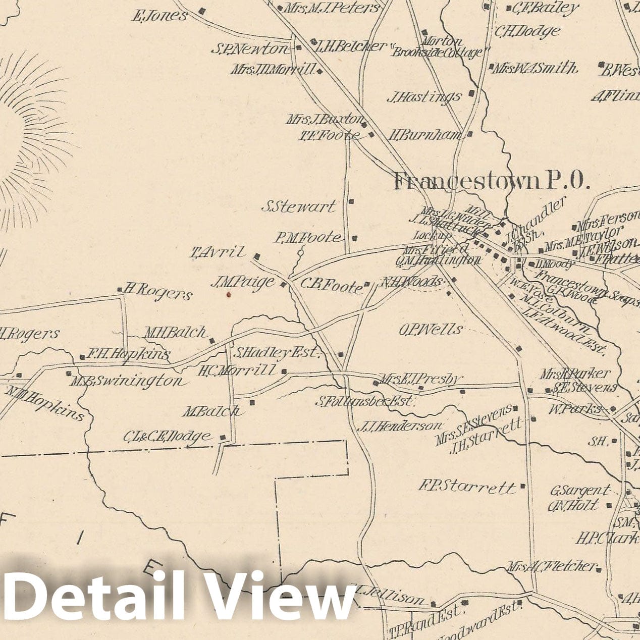 Historic Map : Francestown 1892 , Town and City Atlas State of New Hampshire , Vintage Wall Art