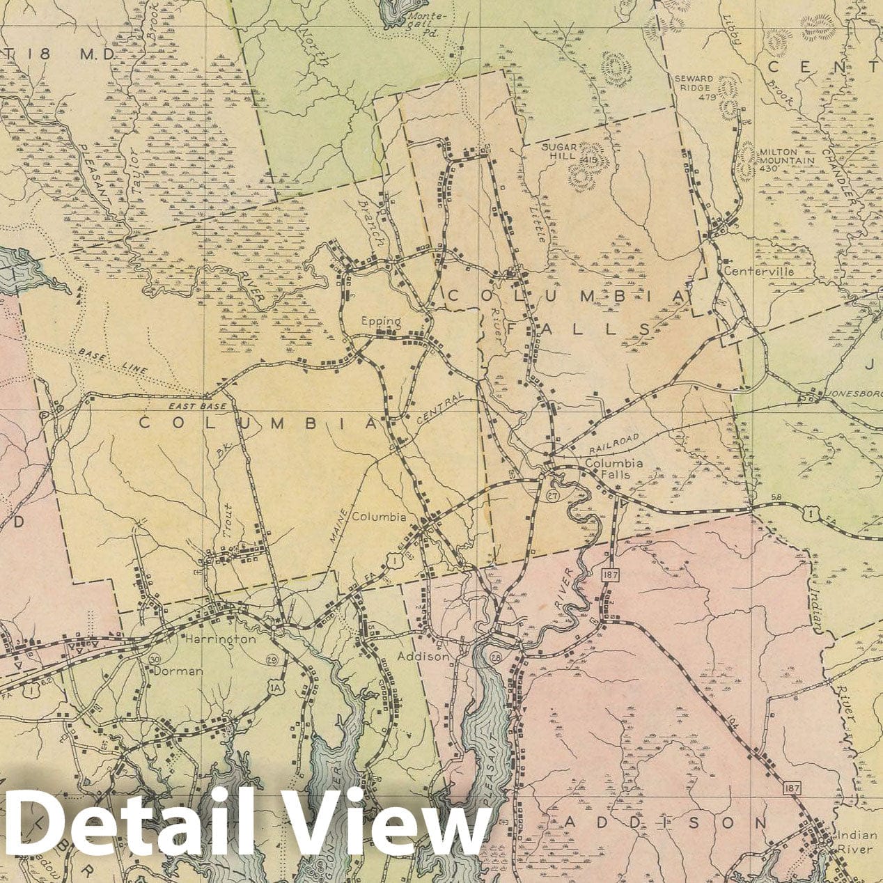 Historic Map : Maine General Highway County Maps, Washington 1938 Plate 051 , Vintage Wall Art