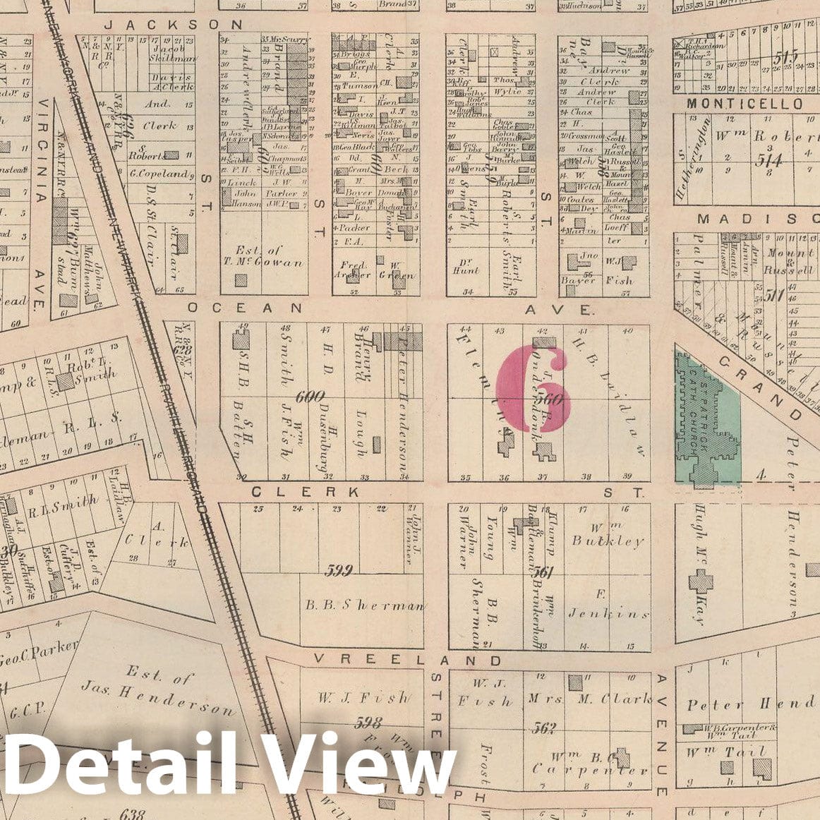 Historic Map : Combined Atlas State of New Jersey & The County of Hudson, Jersey City 1873 Plate O , Vintage Wall Art