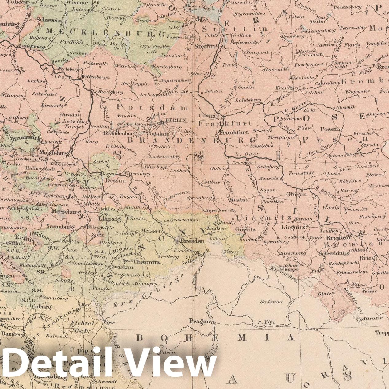 Historic Map : Germany & Poland 1875 , Student Atlas of Modern Geography , Vintage Wall Art