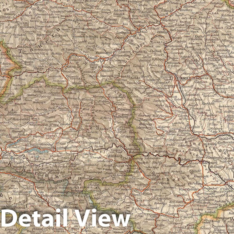 Historic Map : Austria 1899 , Andrees Allgemeiner Handatlas , Vintage Wall Art