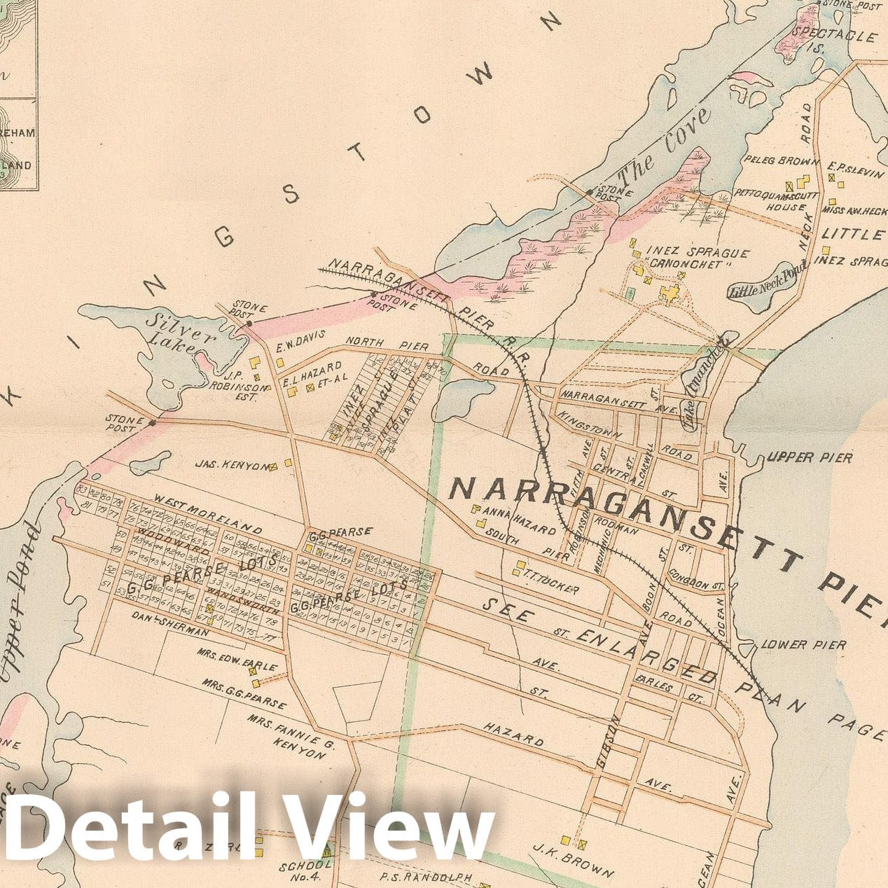 Historic Map : Atlas of Southern Rhode Island, Narragansett 1895 , v2, Vintage Wall Art