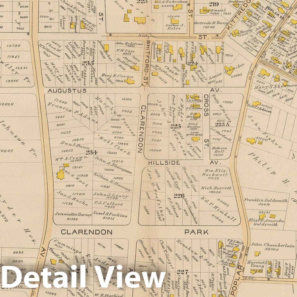 Historic Map : Atlas City of Boston, West Roxbury, Jamaica Plain 1890 Plate 017 , Vintage Wall Art