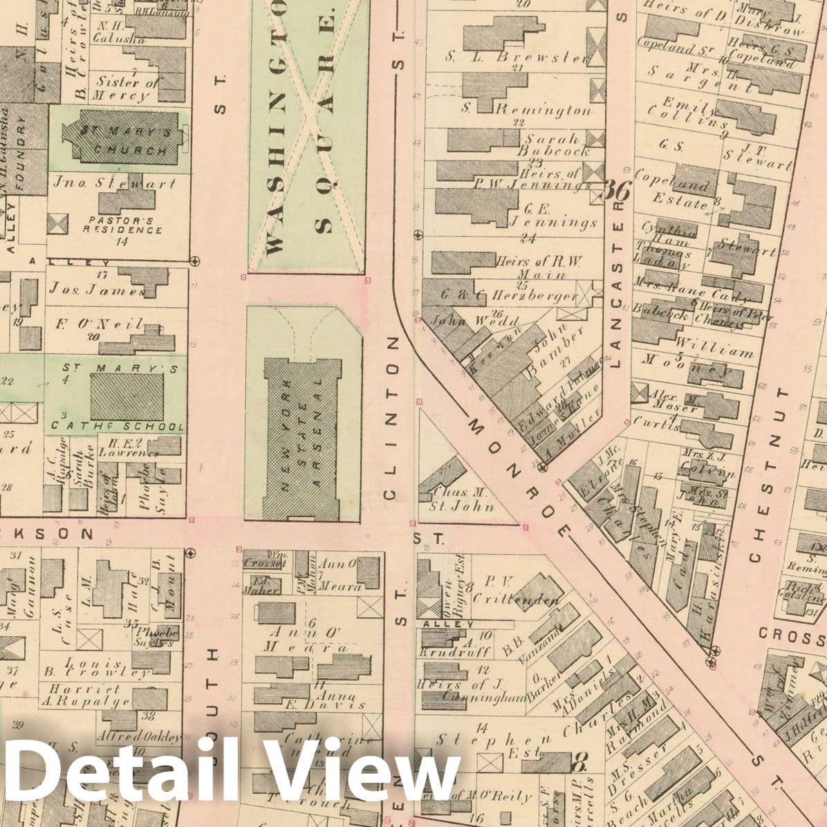 Historic Map : Atlas of Rochester, NY, Rochester 1875 Plate 008 , Vintage Wall Art