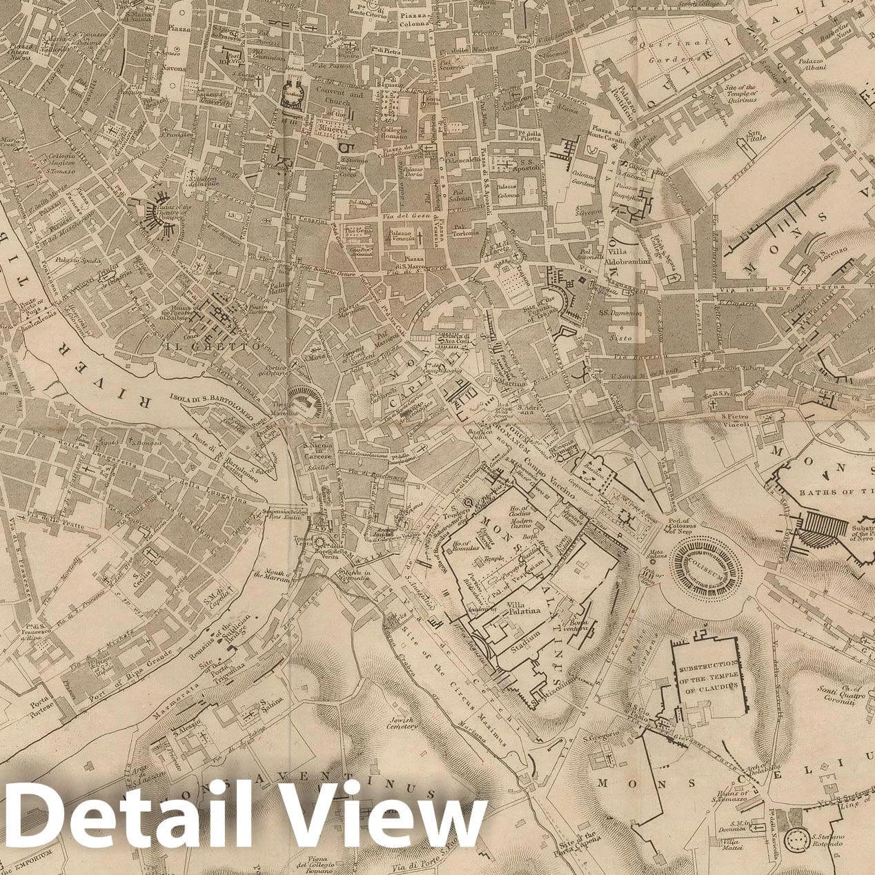 Historic Map : Europe, Rome 1864 , Vintage Wall Art