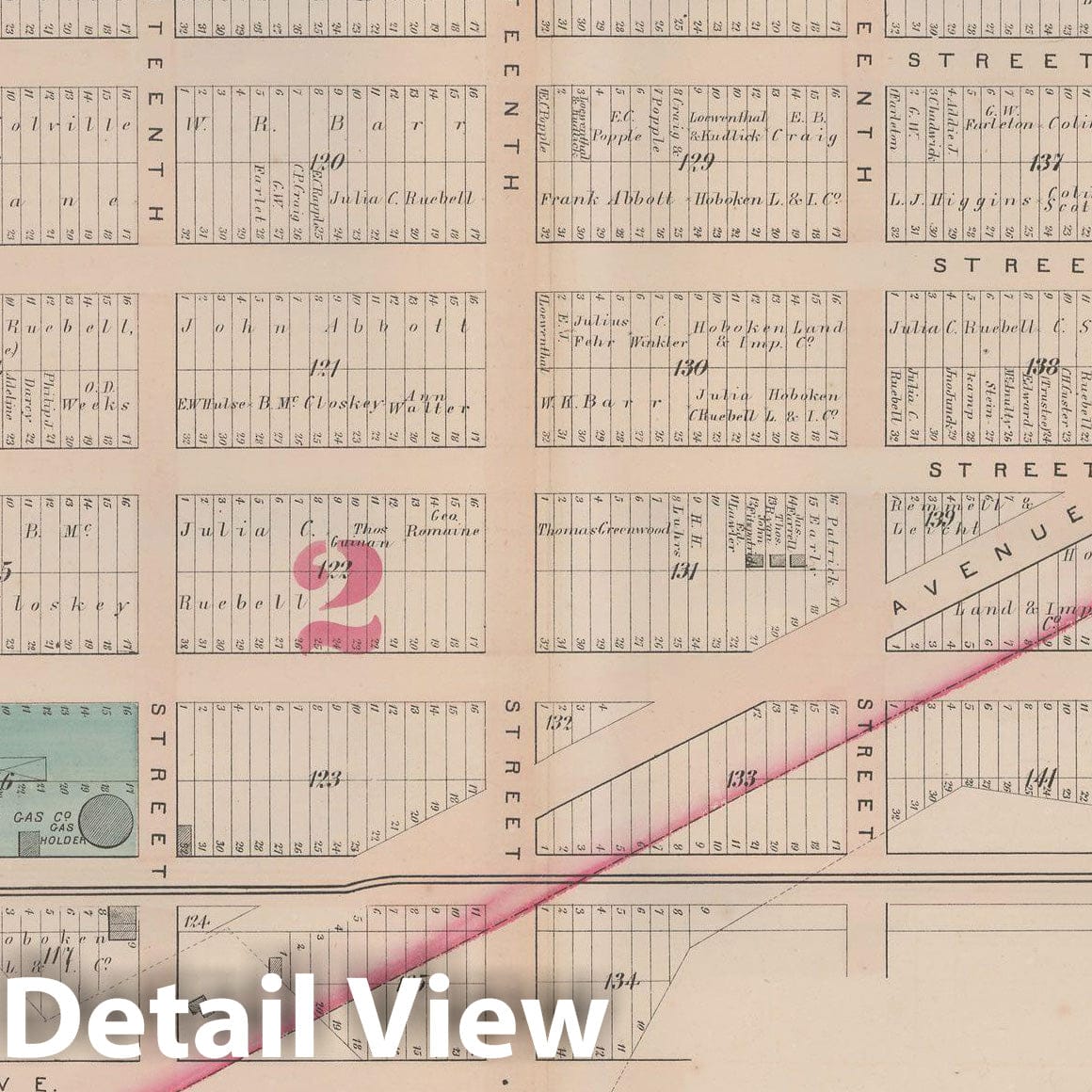 Historic Map : Combined Atlas State of New Jersey & The County of Hudson, Hoboken 1873 Plate E , Vintage Wall Art