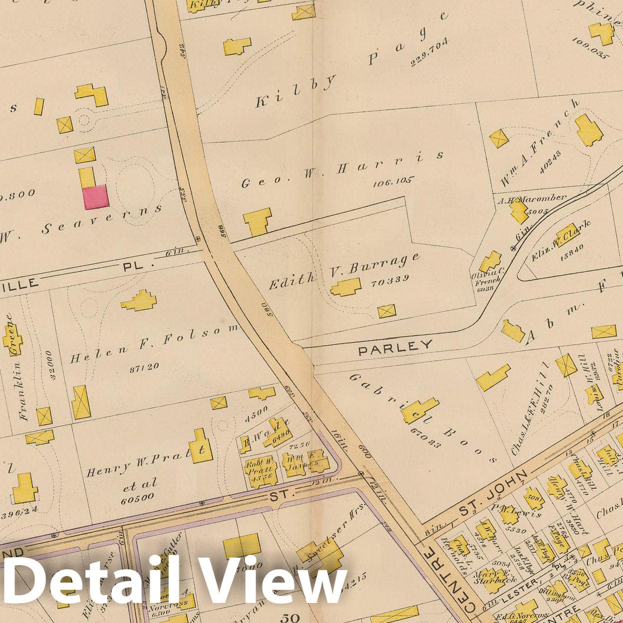 Historic Map : Suffolk County, Jamaica Plain & Roxbury 1890 Plate 004 , Vintage Wall Art