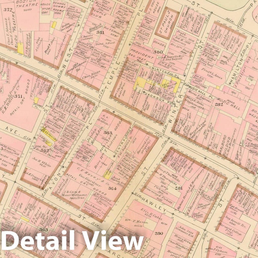 Historic Map : Atlas City of Boston, Boston Proper, Volume I, Boston 1883 Plate G , Vintage Wall Art