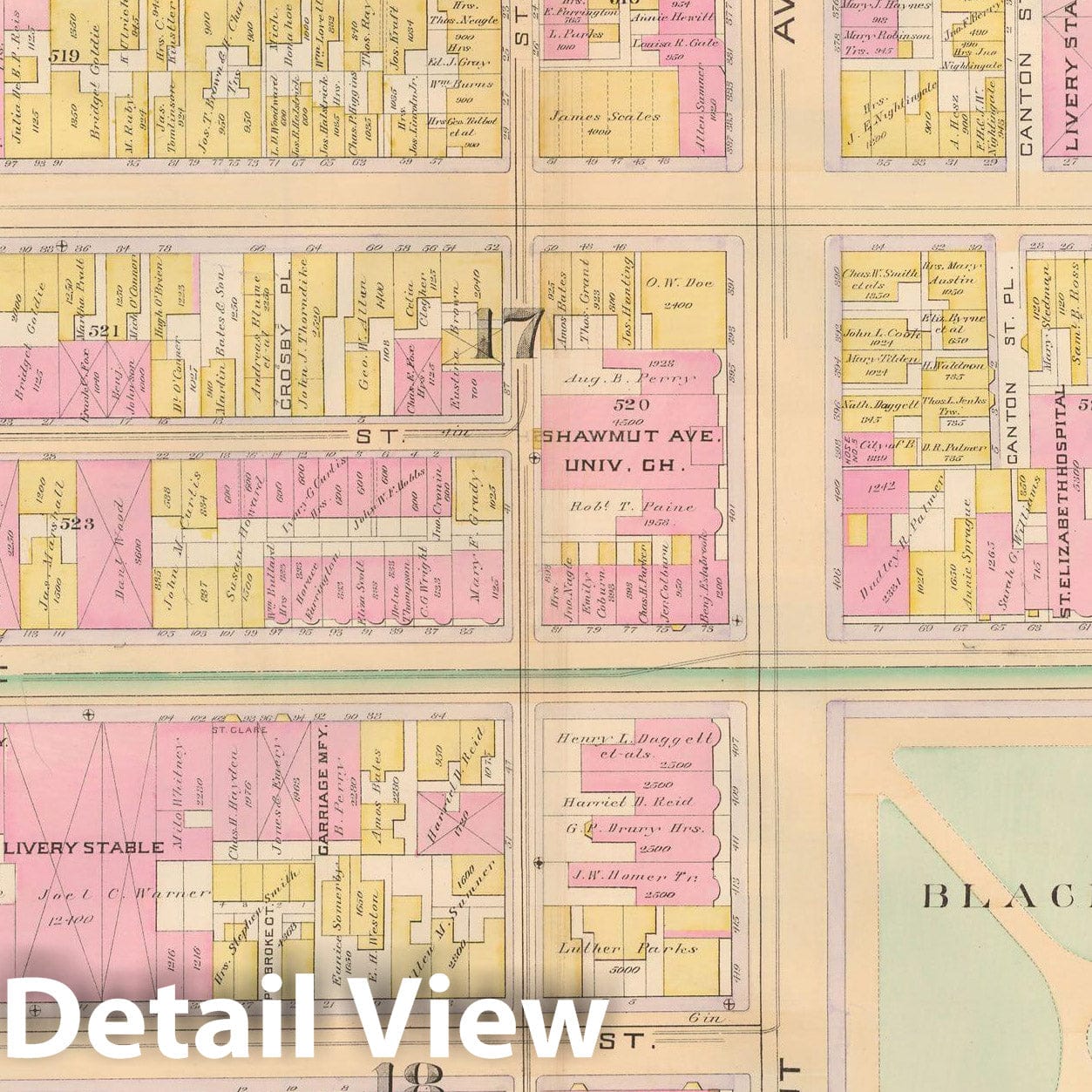 Historic Map : Atlas City of Boston, City Proper, Vol. 2, Boston 1888 Plate 065 , Vintage Wall Art
