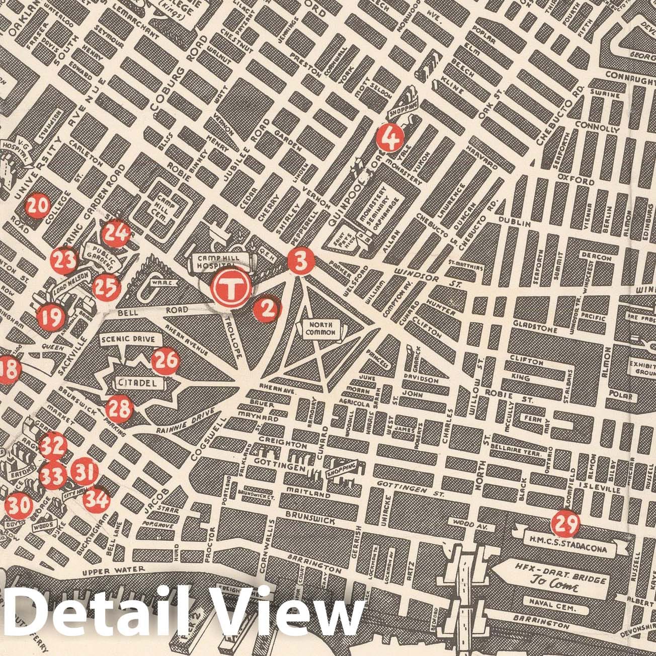 Historic Map : Halifax 1952 , Vintage Wall Art