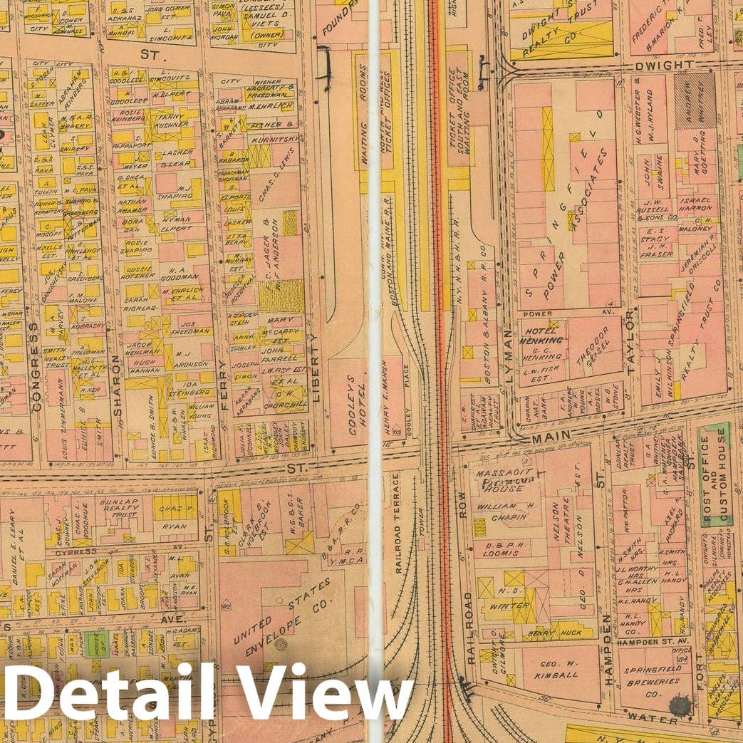 Historic Map : Atlas City of Springfield and The Town of Longmeadow 1910 Plate 002 , Vintage Wall Art