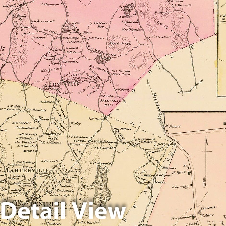 Historic Map : Atlas of Worcester County, Massachsuetts, Berlin & Bolton 1870 , Vintage Wall Art