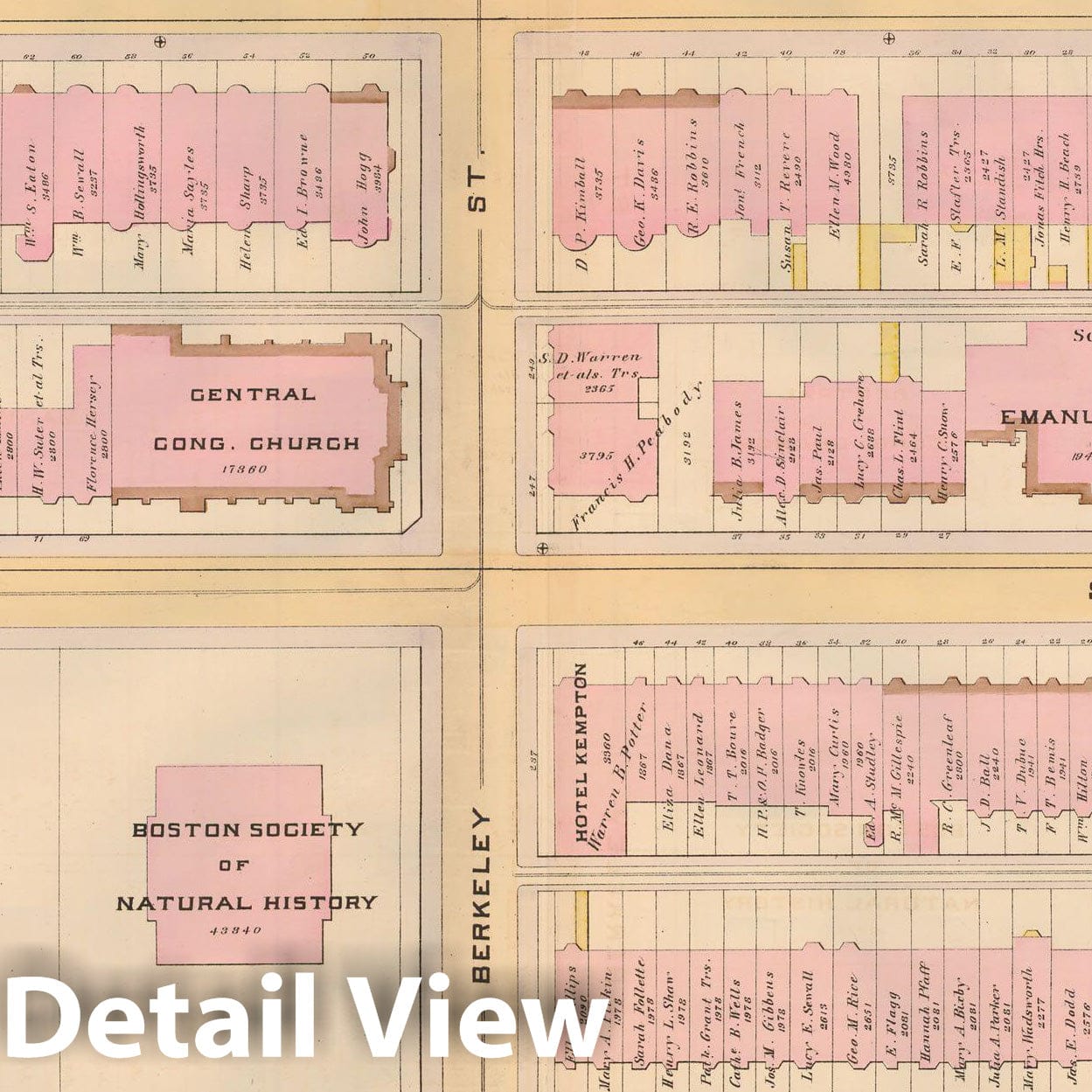 Historic Map : Atlas City of Boston, City Proper, Vol. 2, Boston 1888 Plate 034 , Vintage Wall Art