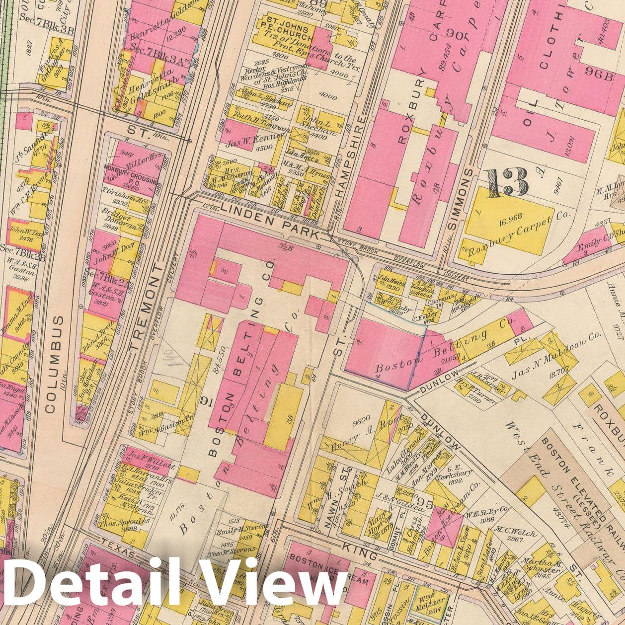 Historic Map : Atlas City of Boston, Roxbury, Roxbury 1915 Plate 006 , Vintage Wall Art