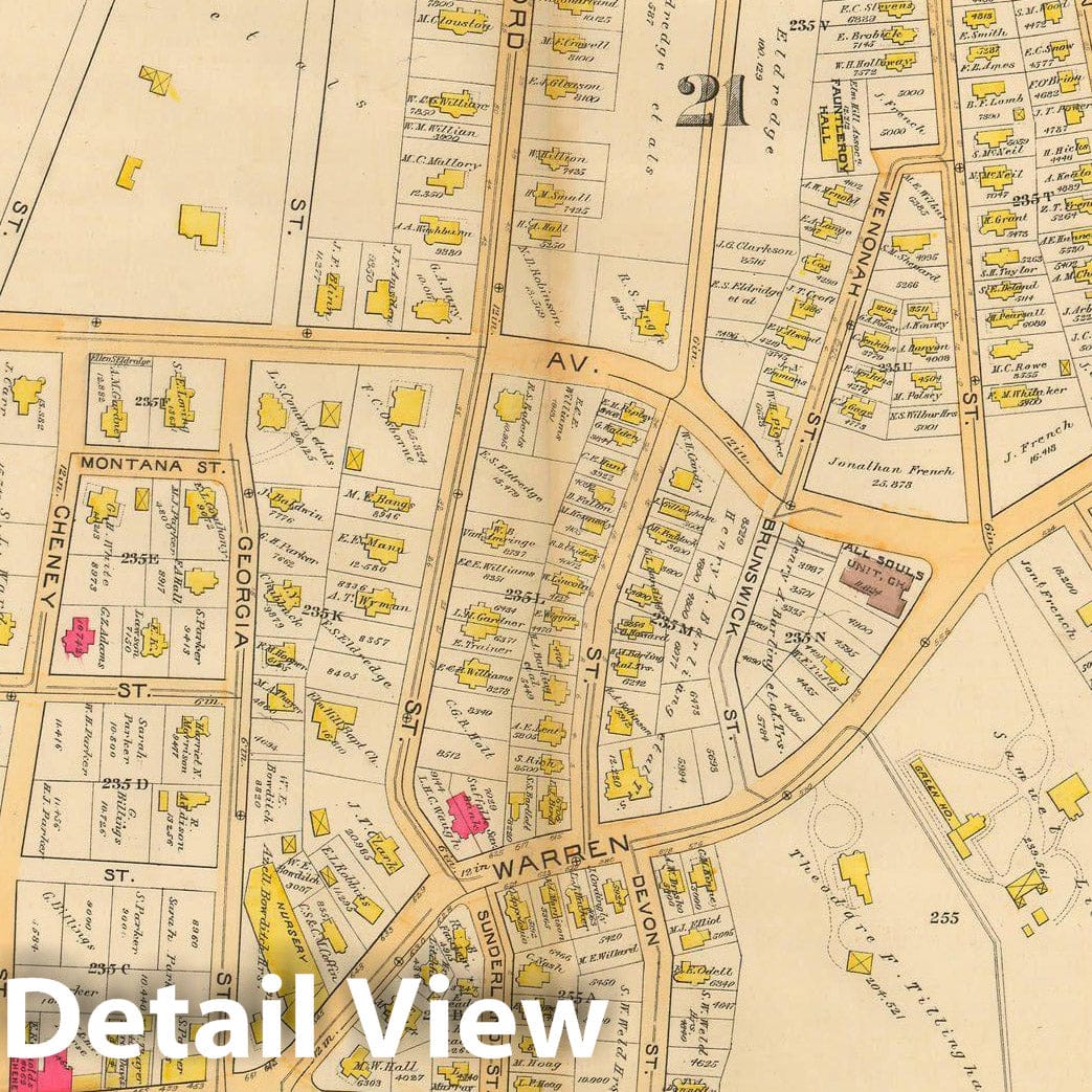 Historic Map : Atlas City of Boston, City Proper and Roxbury, Boston & Roxbury 1890 Plate 032 , Vintage Wall Art