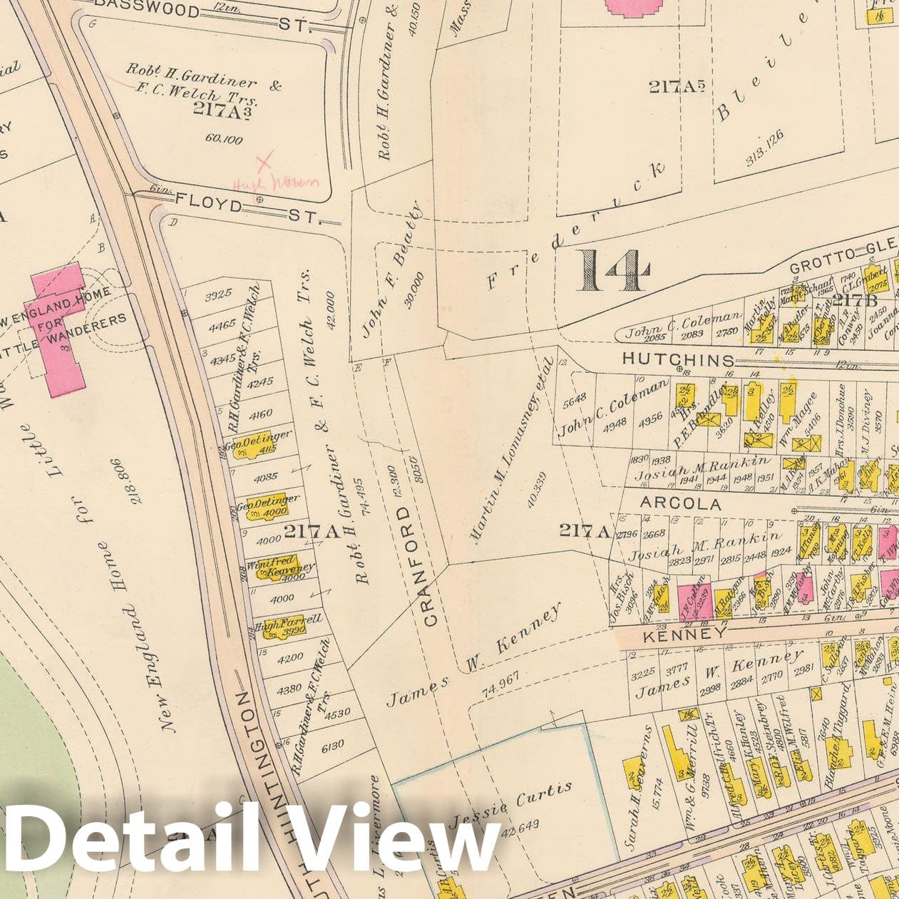 Historic Map : Atlas City of Boston, Roxbury, Roxbury 1915 Plate 020 , Vintage Wall Art