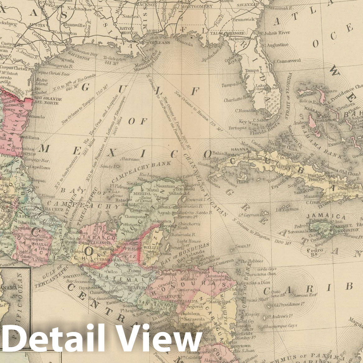 Historic Map : Mexico & Guatemala & West Indies & Jamaica 1882 , Mitchell's New General Atlas , Vintage Wall Art