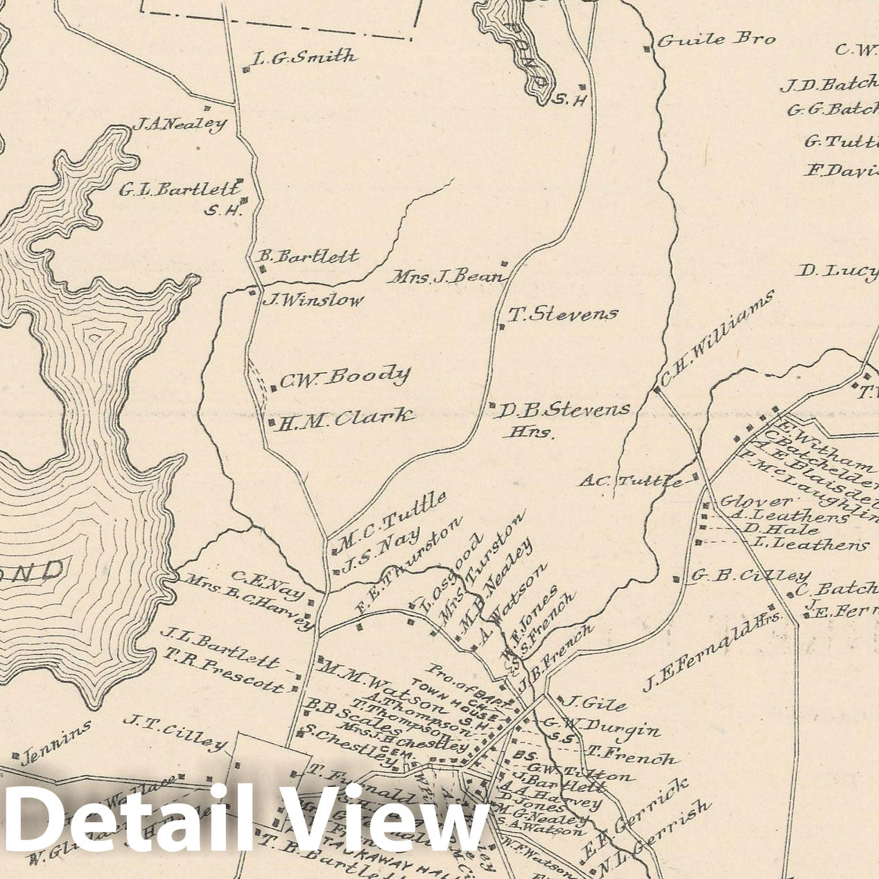 Historic Map : Nottingham 1892 , Town and City Atlas State of New Hampshire , Vintage Wall Art