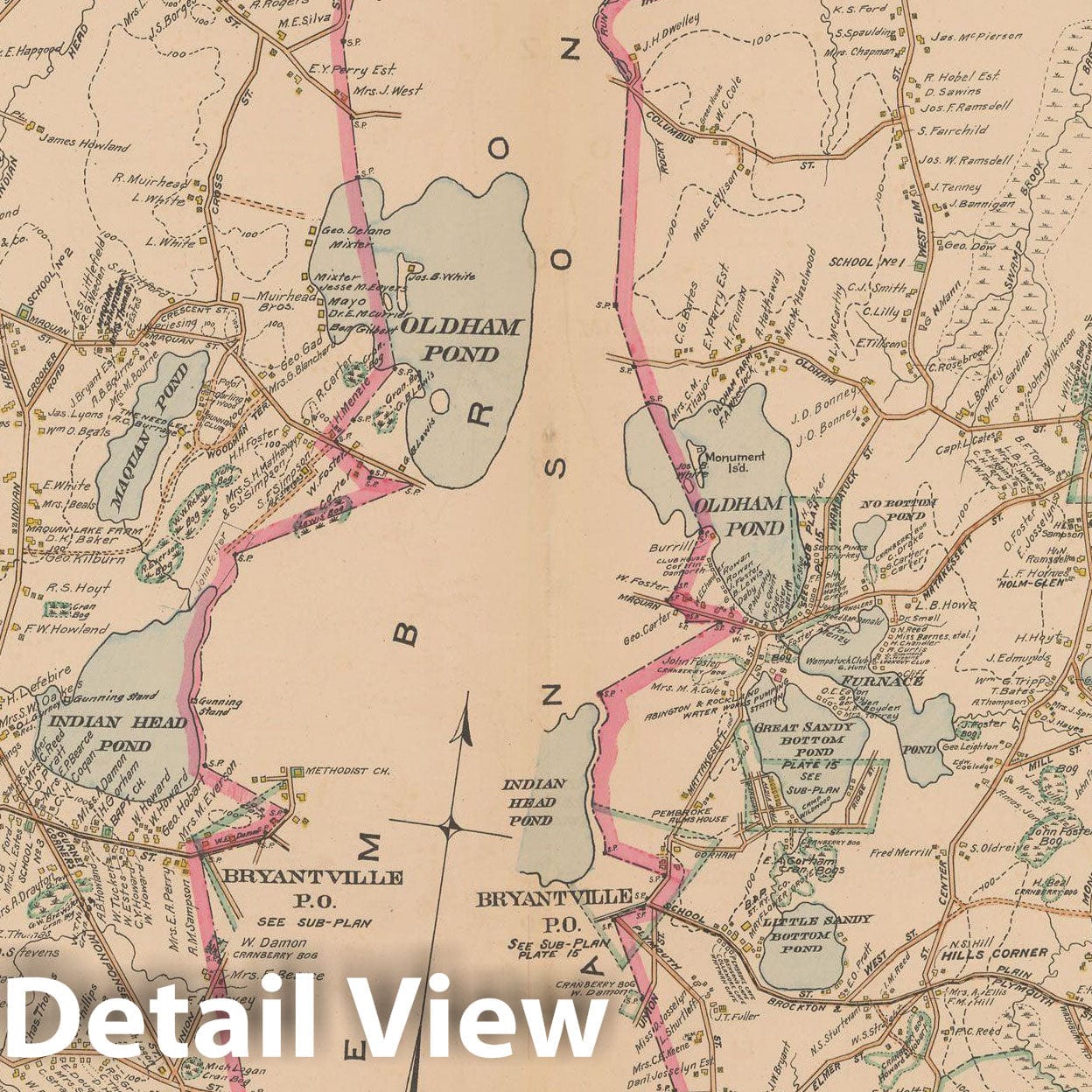 Historic Map : MA, Hanson & Pembroke 1903 Plate 016 , New Topographical Atlas of Surveys of Plymouth County ... , Vintage Wall Art