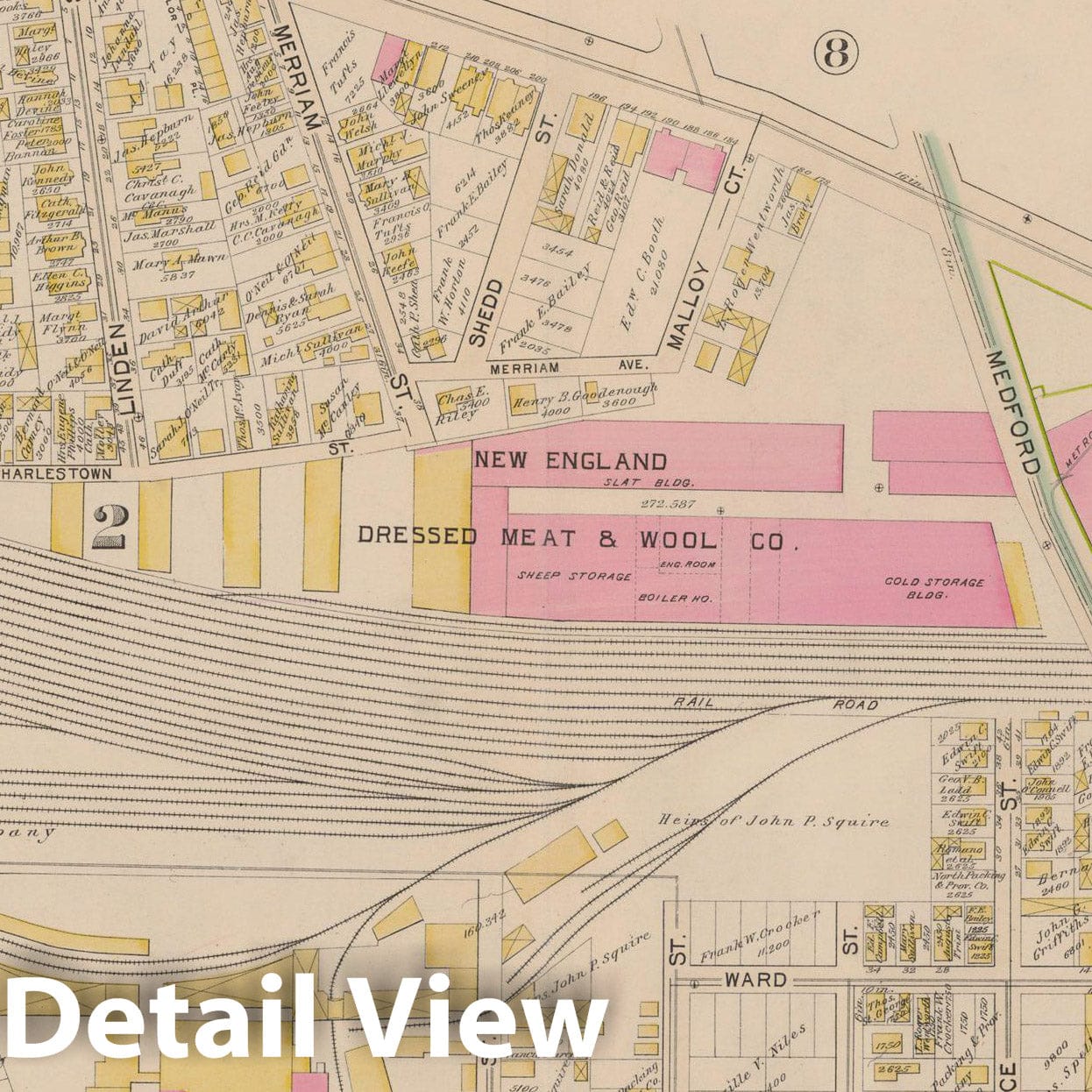 Historic Map : Atlas City of Somerville, Somerville 1895 Plate 007 , Vintage Wall Art