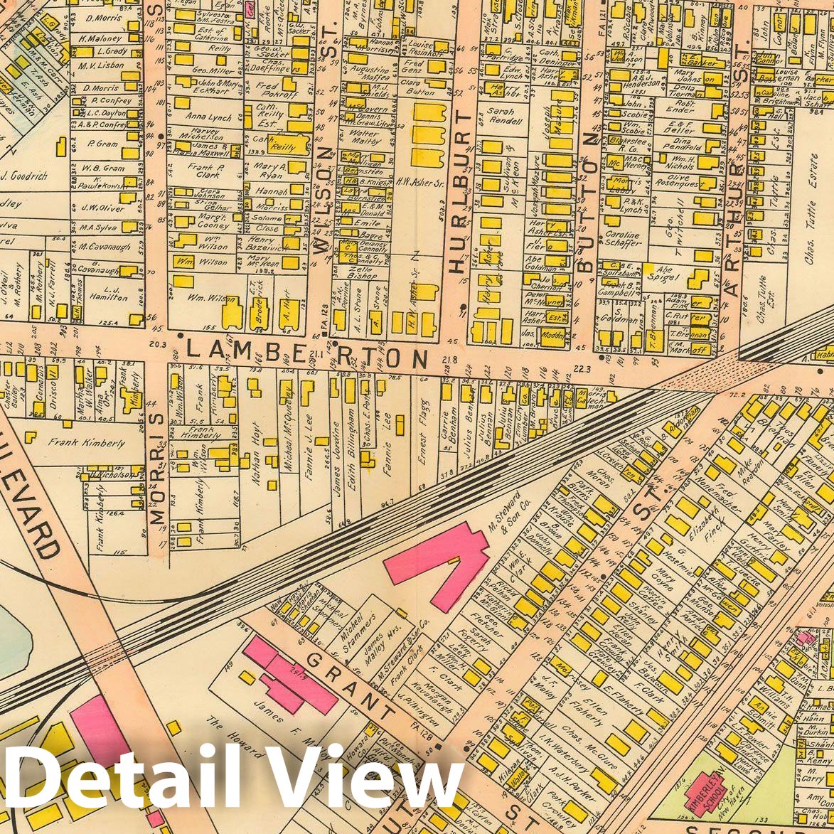 Historic Map : Atlas of New Haven Connecticut, New Haven 1911 Plate 032 , Vintage Wall Art