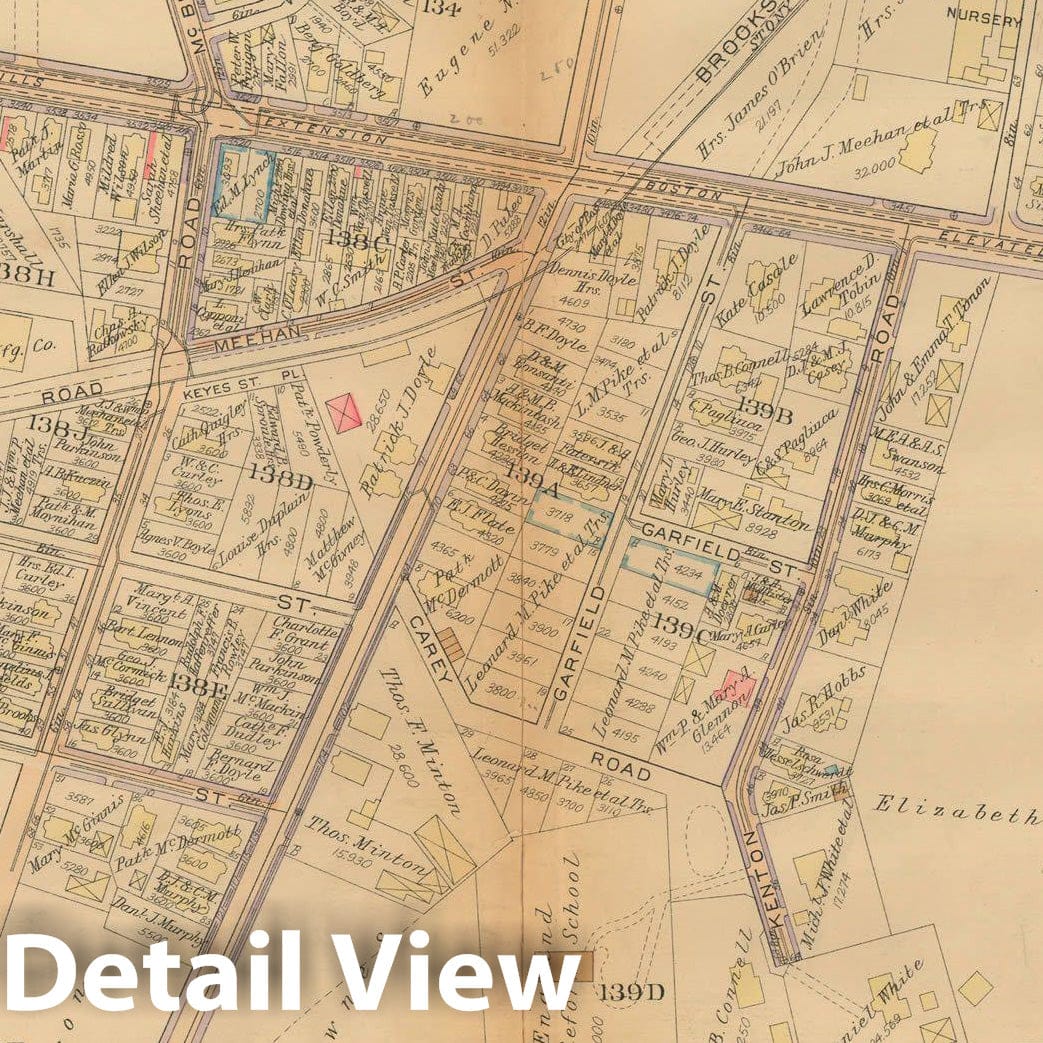 Historic Map : Atlas City of Boston, West Roxbury, Jamaica Plain 1924 Plate 008 , Vintage Wall Art
