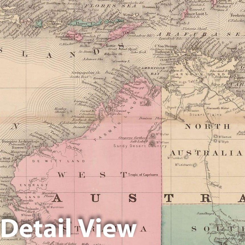 Historic Map : Family Atlas World, Australia 1873 , Vintage Wall Art