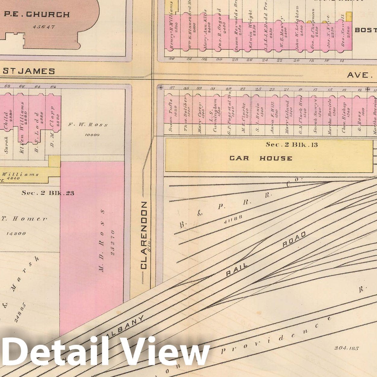 Historic Map : Atlas City of Boston, City Proper, Vol. 2, Boston 1888 Plate 045 , Vintage Wall Art