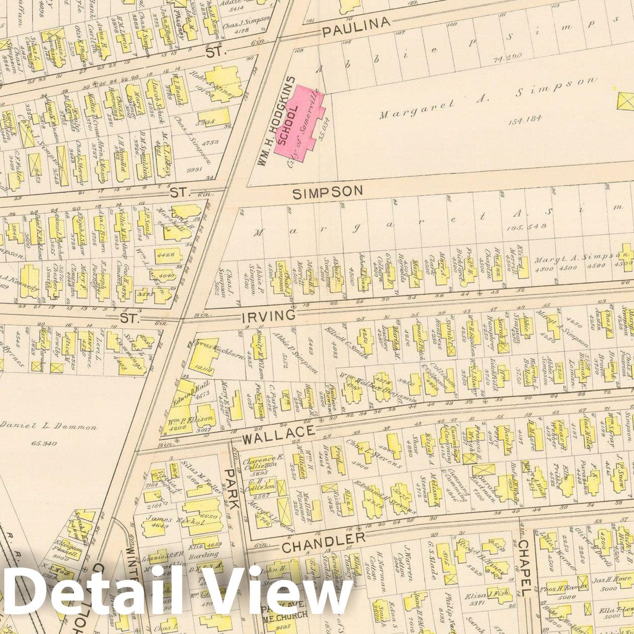 Historic Map : Atlas City of Somerville, Somerville 1895 Plate 020 , Vintage Wall Art