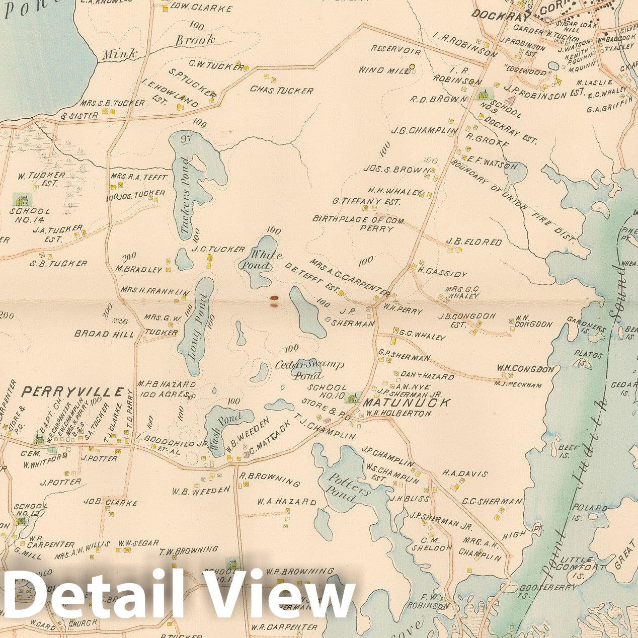 Historic Map : Atlas of Southern Rhode Island, South Kingstown 1895 , Vintage Wall Art