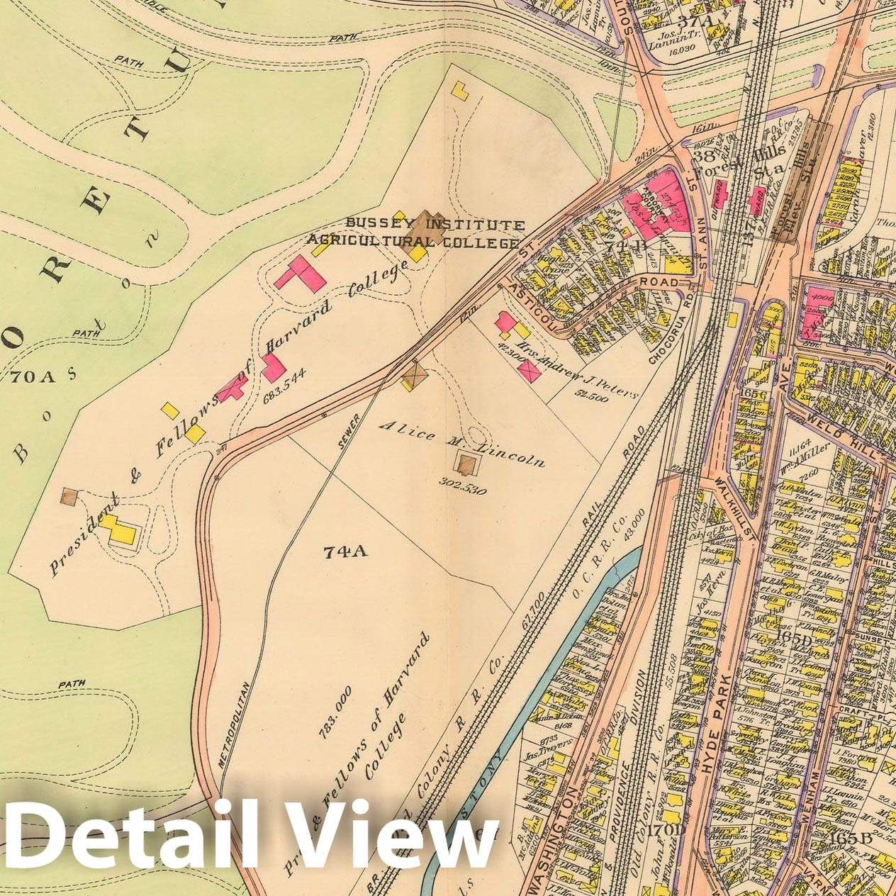 Historic Map : Atlas City of Boston, West Roxbury, Jamaica Plain 1914 Plate 011 , Vintage Wall Art