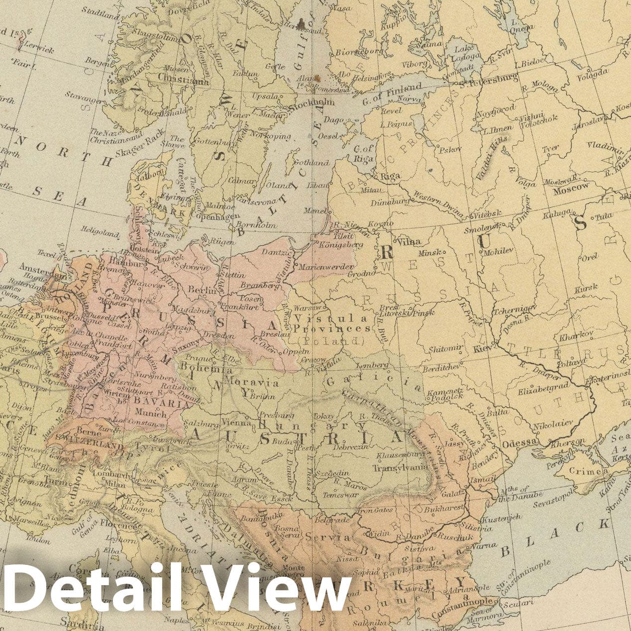 Historic Map : Europe 1875 , Student Atlas of Modern Geography , Vintage Wall Art