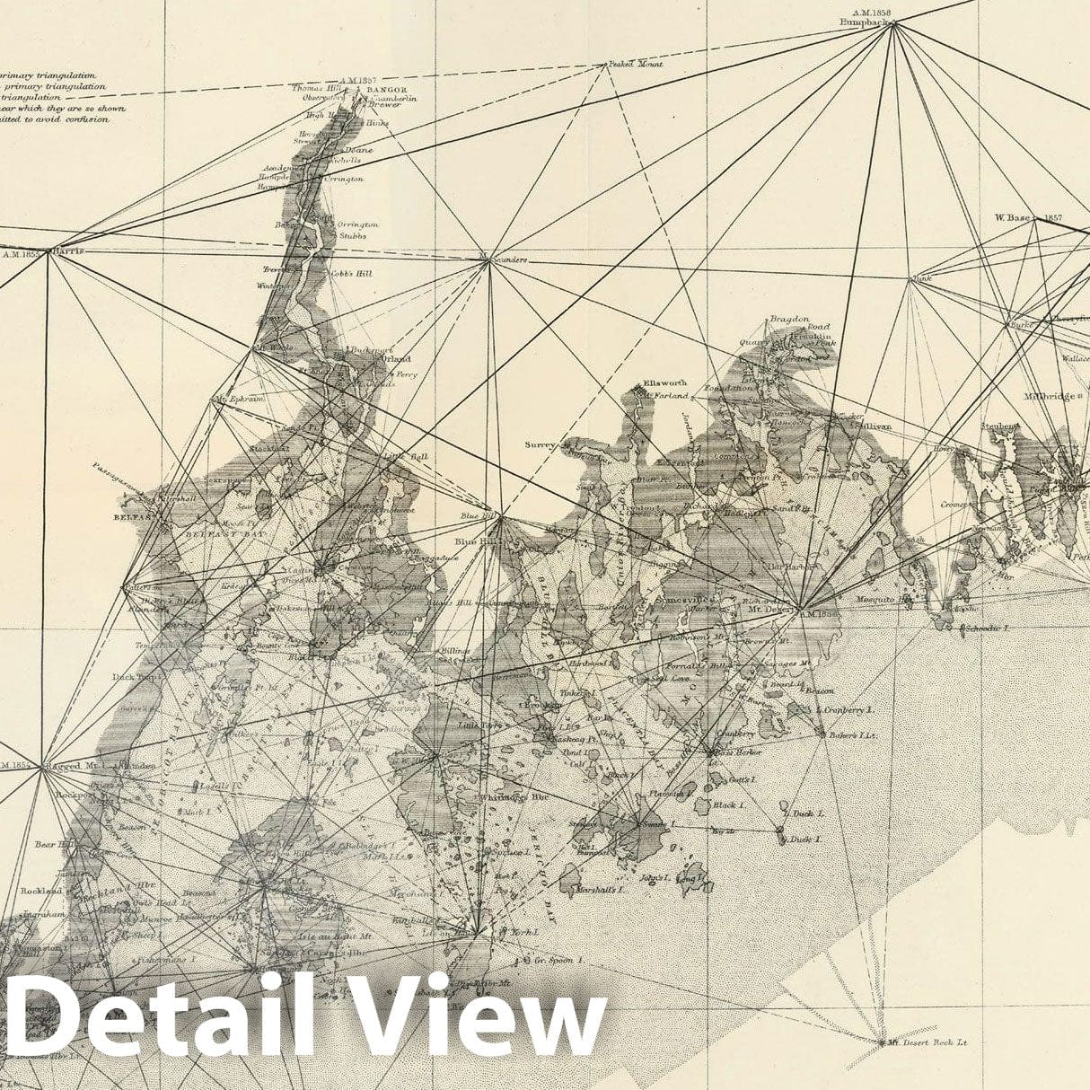 Historic Map : Booth Bay & Casco Bay & Mount Desert Island & Penobscot Bay & Portland 1881 Topographic Map , Vintage Wall Art