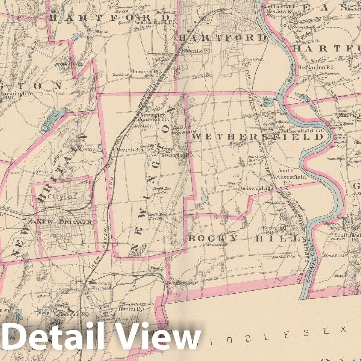 Historic Map : Hartford 1893 , Town and City Atlas State of Connecticut , Vintage Wall Art