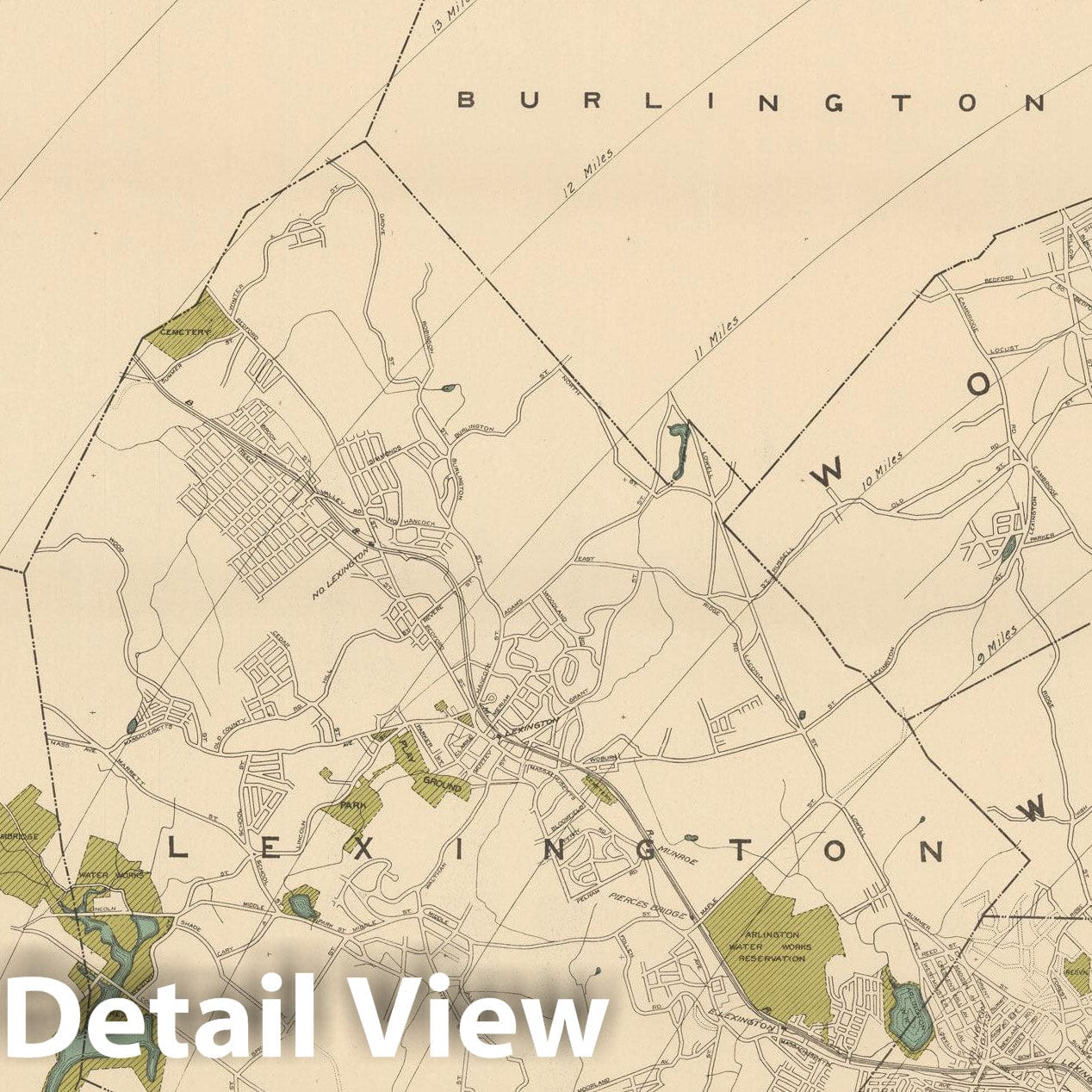 Historic Map : Map of Boston Metropolitan District - NW Quad - 1900 , Northeast U.S. State & City Maps , Vintage Wall Art